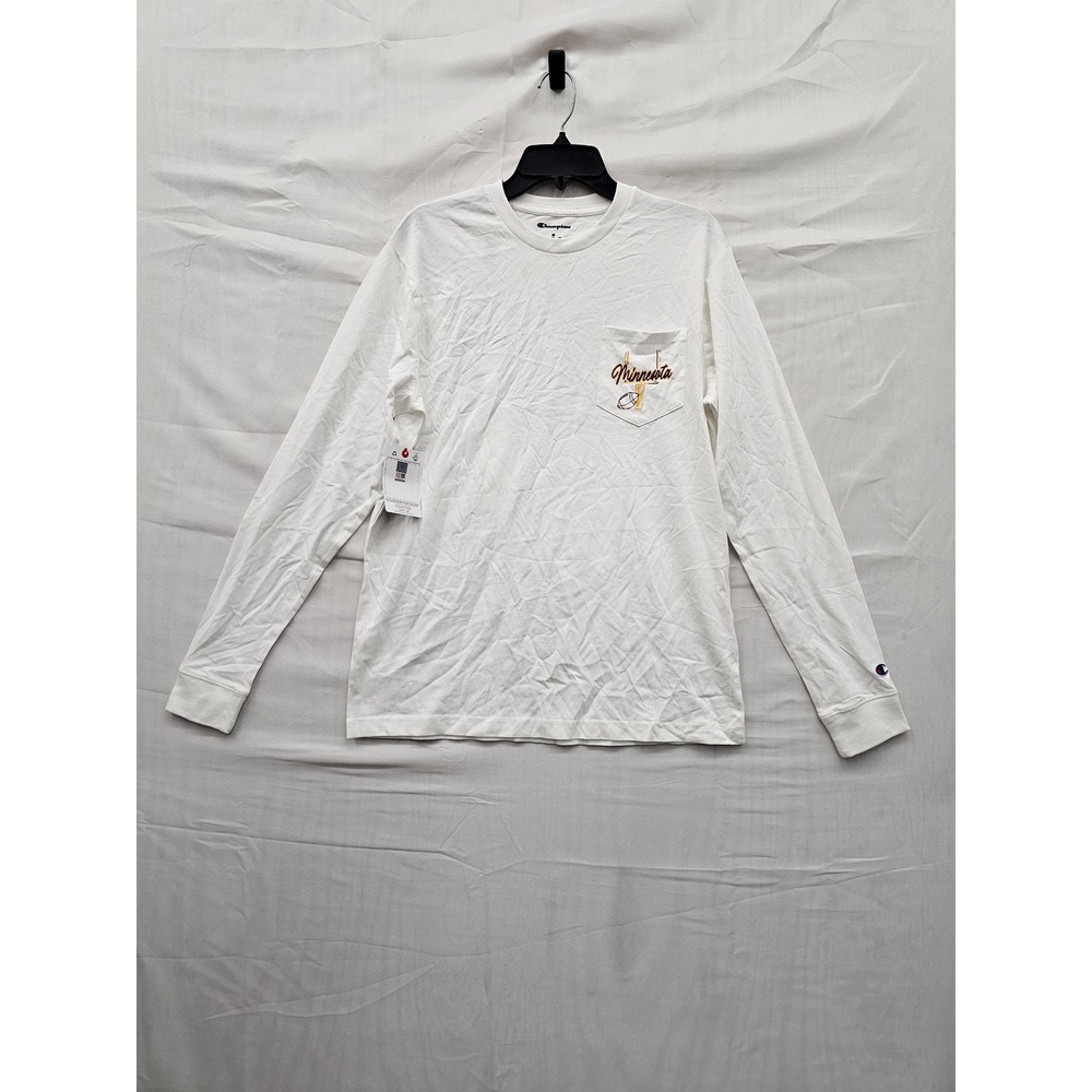 Champion Mens Minnesota Gophers Long Sleeve T-Shirt White Cotton Casual Size M